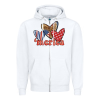 White merica 4th of july hearts Zipper Hoodie - BundleAndBundleShop