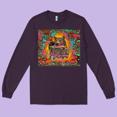 Mama Bear Leopard And Aztec Long Sleeve Tee Designed By Ranaportraitstore