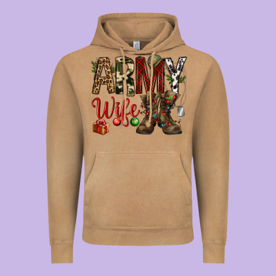 Christmas Army Wife Vintage Hoodie Designed By Nancycooperartshop