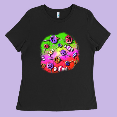 Halloween Candy  Patches Ladies Tee Designed By Bundleandbundleshop