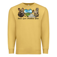 Antique Gold Peace Love Percheron Horse Premium Sweatshirt - LillyAllenDesigns