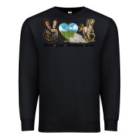 Black Peace Love Percheron Horse Premium Sweatshirt - LillyAllenDesigns