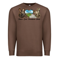 Chestnut Peace Love Percheron Horse Premium Sweatshirt - LillyAllenDesigns