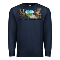 Navy Peace Love Percheron Horse Premium Sweatshirt - LillyAllenDesigns