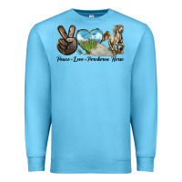 Ocean Blue Peace Love Percheron Horse Premium Sweatshirt - LillyAllenDesigns