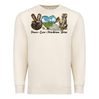 Sandshell Peace Love Percheron Horse Premium Sweatshirt - LillyAllenDesigns