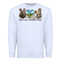 White Peace Love Percheron Horse Premium Sweatshirt - LillyAllenDesigns