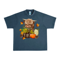 Midnight Navy Heifer with Pumpkins Urban Heavy Tee - texasbilliewilder
