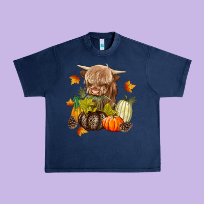 Heifer With Pumpkins Urban Heavy Tee Designed By Texasbilliewilder