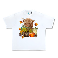 White Heifer with Pumpkins Urban Heavy Tee - texasbilliewilder