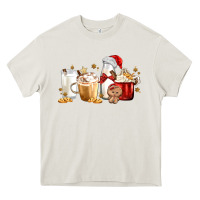 Cream Christmas Milk and Cookie Latte Coffee Cups Heavy Core Tee - MaliasSmallBusiness