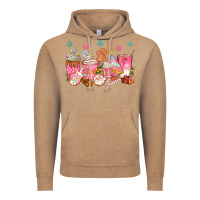 Vintage Coffee Pink gingerbread coffee cups Vintage Hoodie - texasbilliewilder