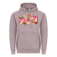 Vintage Zinc Pink gingerbread coffee cups Vintage Hoodie - texasbilliewilder
