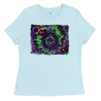 Baby Blue halloween witch hat backgraund Ladies Tee - RanaPortraitStore