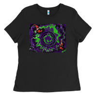 Black halloween witch hat backgraund Ladies Tee - RanaPortraitStore