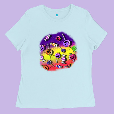 Halloween Candy  Patches Ladies Tee Designed By Bundleandbundleshop
