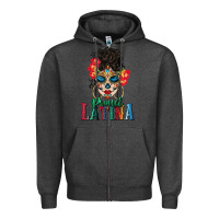 Charcoal Heather proud latina Zipper Hoodie - BundleAndBundleShop