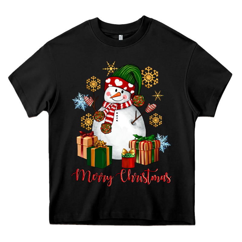Snowman Merry Christmas Heavy Core Tee by NancyCooperArtShop | Teevron