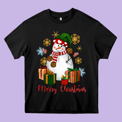Snowman Merry Christmas Heavy Core Tee Designed By Nancycooperartshop