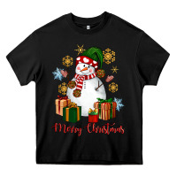 Black Snowman Merry Christmas Heavy Core Tee - NancyCooperArtShop