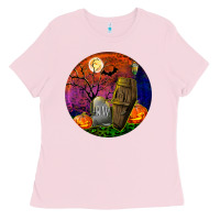 Bubblegum Pink halloween round Ladies Tee - BundleAndBundleShop