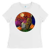 White halloween round Ladies Tee - BundleAndBundleShop