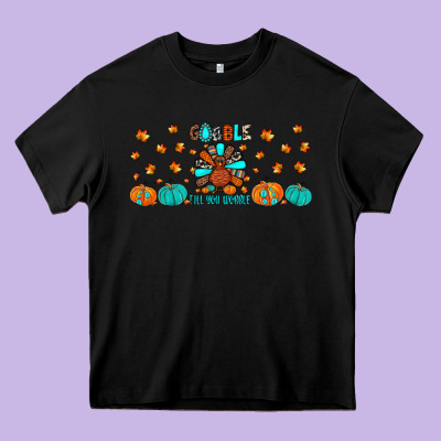 Gobble Till You Wobble Heavy Core Tee Designed By Jahusdesignshop