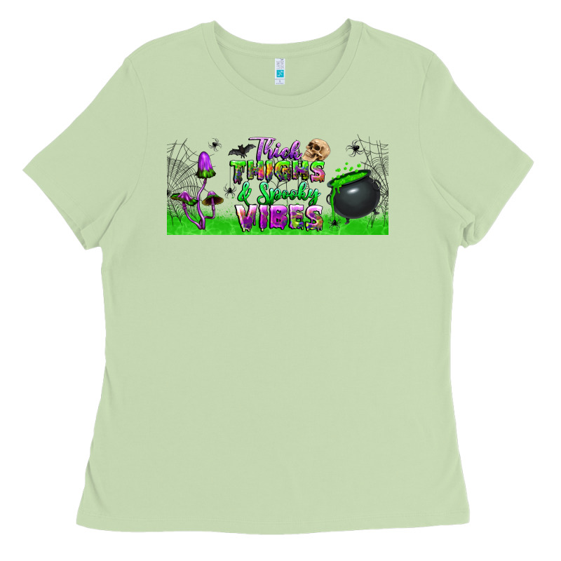 Thick Thighs And Spooky Vibes Libbey Glass Ladies Tee by BundleAndBundleShop | Teevron
