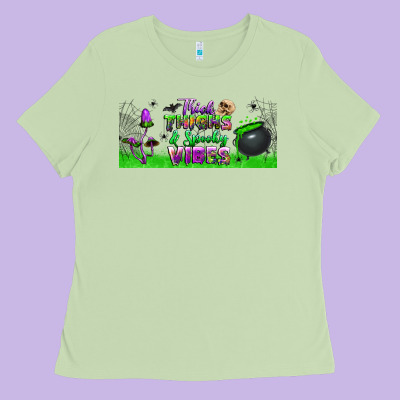 Thick Thighs And Spooky Vibes Libbey Glass Ladies Tee Designed By Bundleandbundleshop