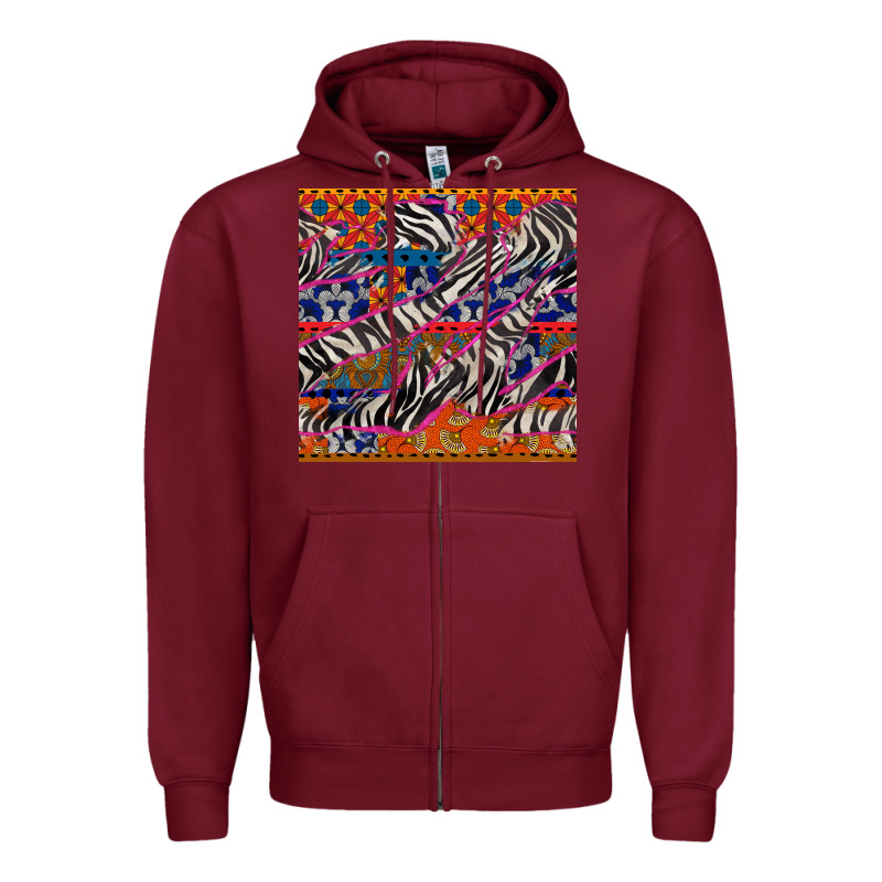 African Ankara Zebra Seamless Pattern Zipper Hoodie by BundleAndBundleShop | Teevron
