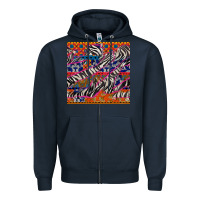 Navy african ankara zebra seamless pattern Zipper Hoodie - BundleAndBundleShop