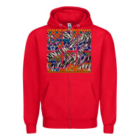 Red african ankara zebra seamless pattern Zipper Hoodie - BundleAndBundleShop