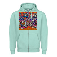 Seafoam african ankara zebra seamless pattern Zipper Hoodie - BundleAndBundleShop