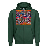 Sports Green african ankara zebra seamless pattern Zipper Hoodie - BundleAndBundleShop