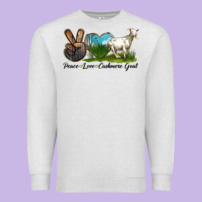 Peace Love Cashmere Goat Premium Sweatshirt Designed By Lillyallendesigns