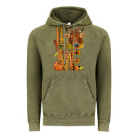 Vintage Olive Love fall cow Vintage Hoodie - NancyCooperArtShop