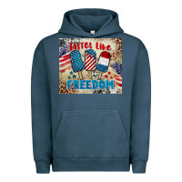 Pigment Midnight Navy tastes like freedom 4th of july Urban Hoodie - BarkalooDesign