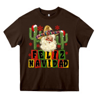 Chocolate Brown feliz navidad mexican santa Heavy Core Tee - MaliasSmallBusiness