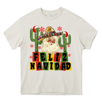 Cream feliz navidad mexican santa Heavy Core Tee - MaliasSmallBusiness