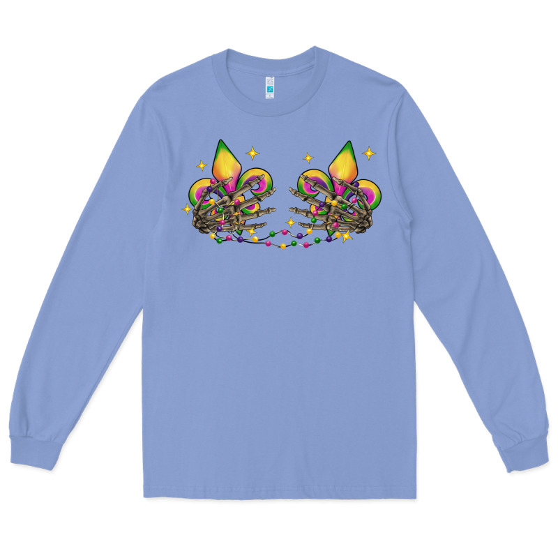 Skeleton Hands Mardi Gras Long Sleeve Tee by CowGirlArtShop | Teevron