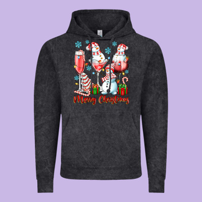 Merry Christmas Wine Glasses Vintage Hoodie Designed By Texasbilliewilder