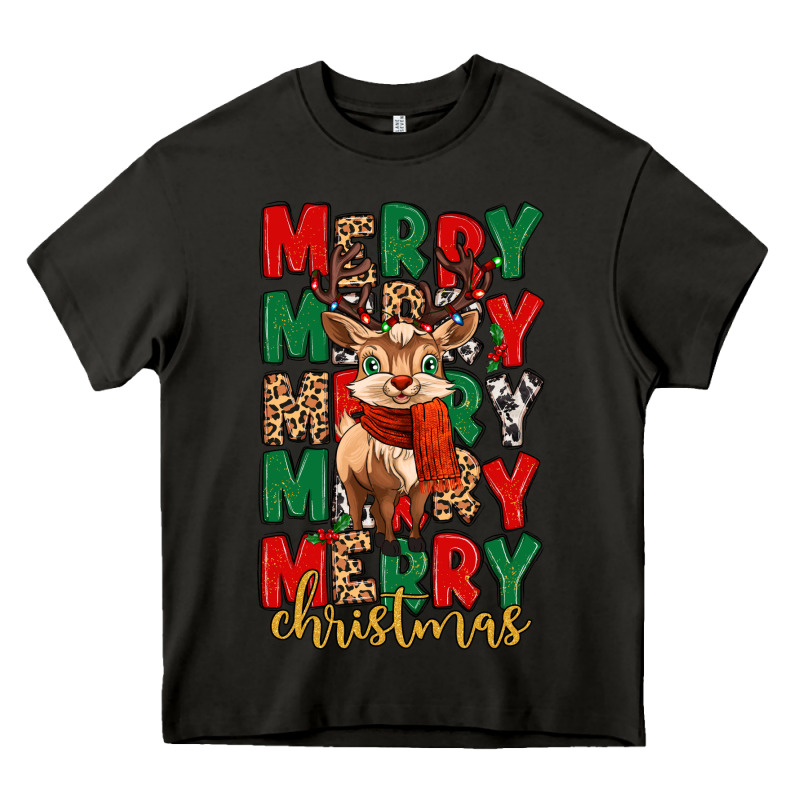 Merry Christmas Reindeer Heavy Core Tee by MaliasSmallBusiness | Teevron
