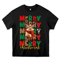 Black merry christmas reindeer Heavy Core Tee - MaliasSmallBusiness