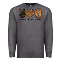 Charcoal Heather Peace Love Lion Head Premium Sweatshirt - LillyAllenDesigns