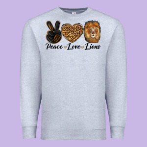 Peace Love Lion Head Premium Sweatshirt Designed By Lillyallendesigns