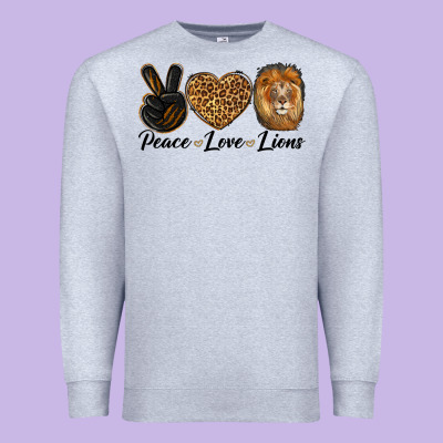 Peace Love Lion Head Premium Sweatshirt Designed By Lillyallendesigns