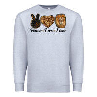 Heather Grey Peace Love Lion Head Premium Sweatshirt - LillyAllenDesigns
