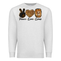 Oatmeal Heather Peace Love Lion Head Premium Sweatshirt - LillyAllenDesigns