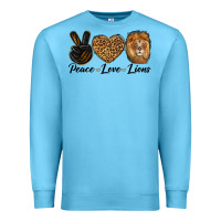 Ocean Blue Peace Love Lion Head Premium Sweatshirt - LillyAllenDesigns