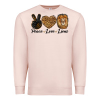 Pale Pink Peace Love Lion Head Premium Sweatshirt - LillyAllenDesigns